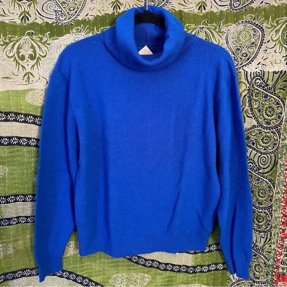 Vintage Pendleton Blue Virgin Wool Winter Ready Turtleneck Sweater Size Medium - Picture 1 of 14